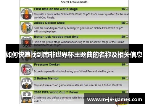 如何快速找到南非世界杯主题曲的名称及相关信息