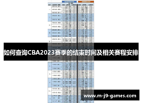 如何查询CBA2023赛季的结束时间及相关赛程安排